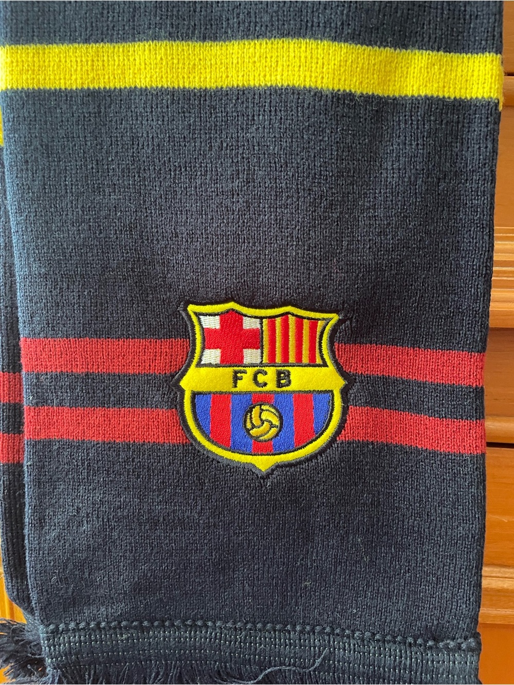FCB Men's Black Scarf with Yellow and Red Stripe Accent: 2-for-1 SEE PHOTOS!